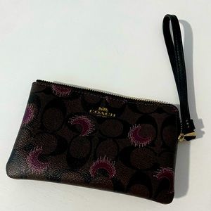 EUC Brown Monogram Coach Wristlet